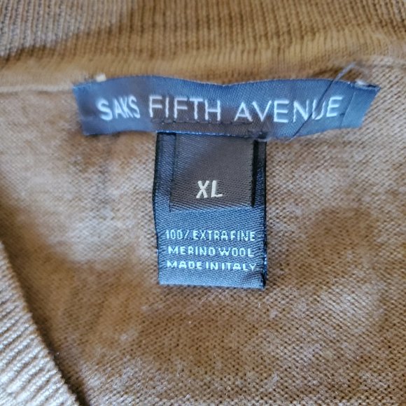 SAKS FIFTH AVENUE Men's Brown Long Sleeve Pullover Sweater XL Used - Picture 13 of 13